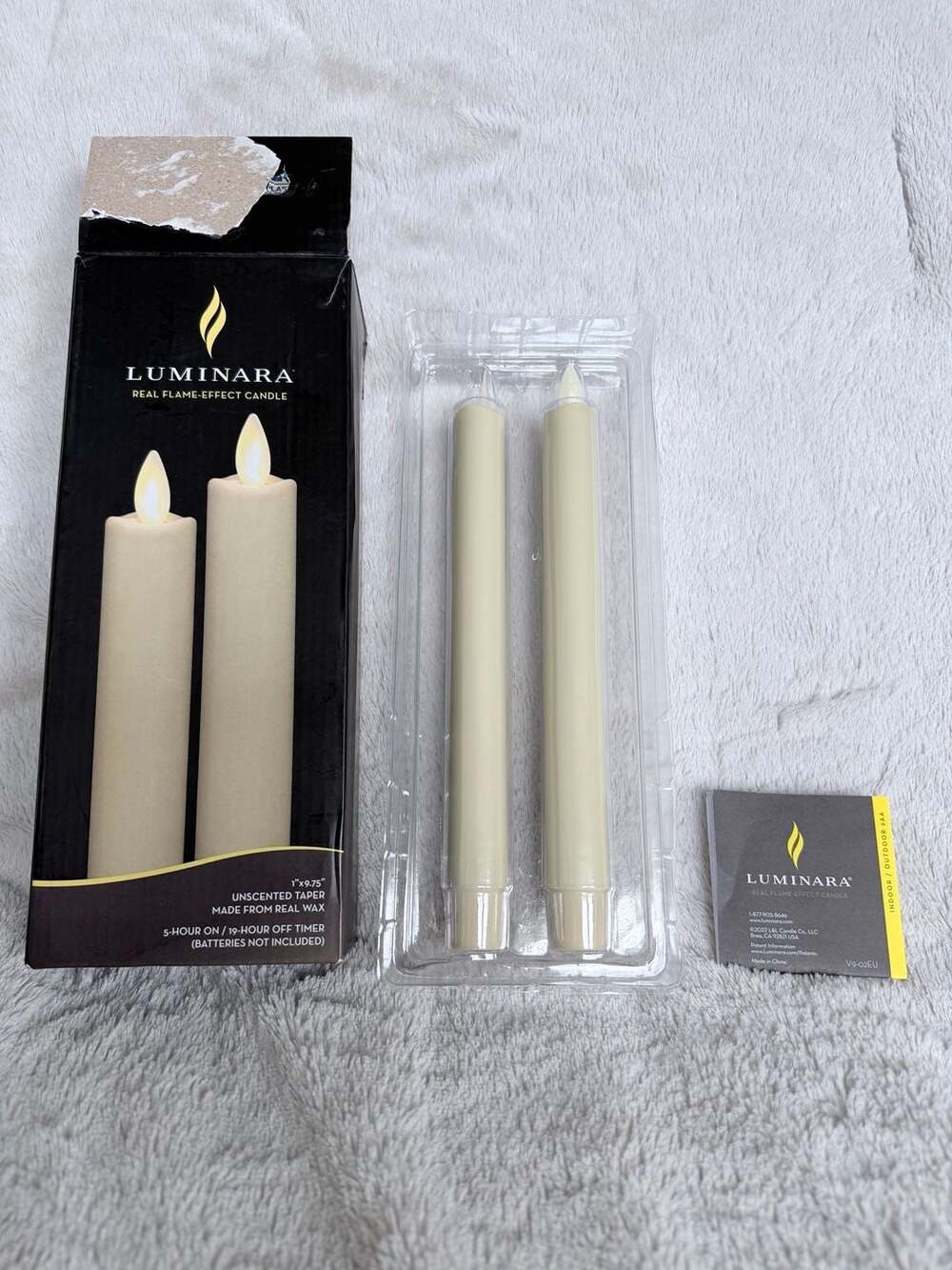 Luminara 2-Pack Flameless LED Taper Candle Flicker Lights Battery Operated Ivory
